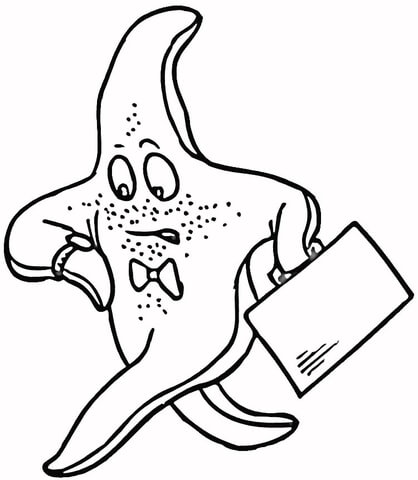 Starfish Is Late For Work  Coloring Page